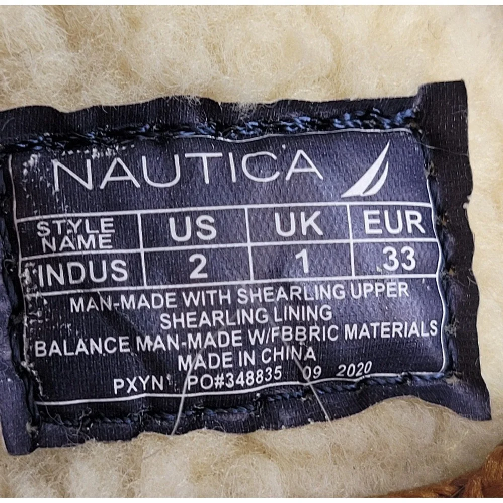 Nautica Indus Winter Snow Boots Brown Tan Faux Shearling Lined Duck Kids Sz  2